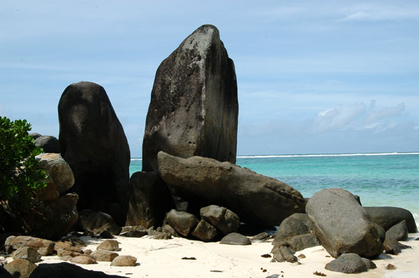 Huge granite boulders on the beach at Anse Royale
