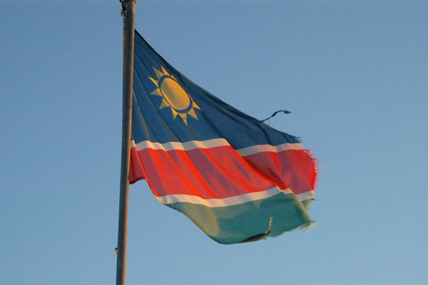 Namibian flag over Namutoni