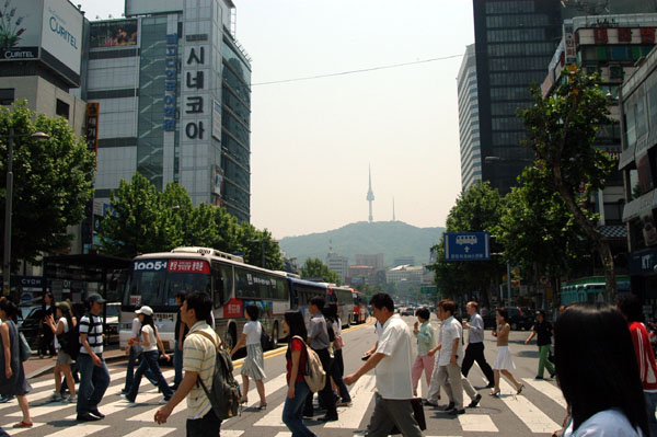 Seoul Tower in the hazy distance