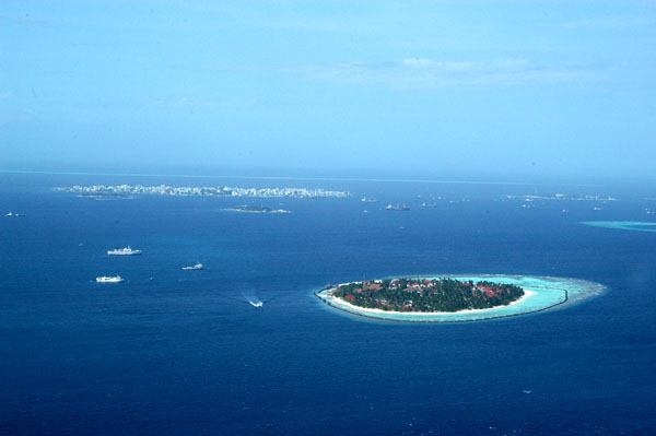 Kurumba Village Resort with Male' Island in the distance