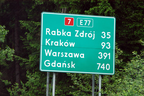 93km from the Slovak border to Krakow