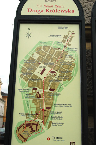 Map of the Royal Route, Krakow