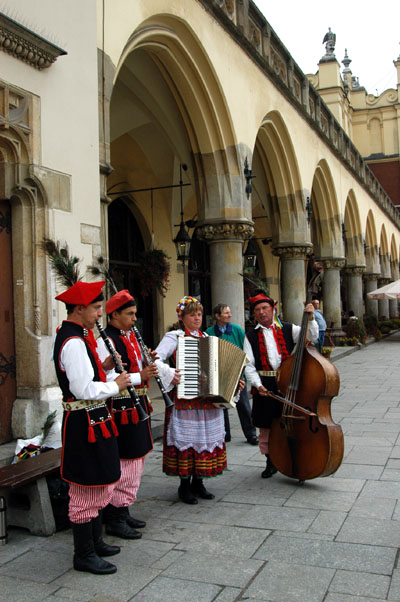 Polish musicians by the Cloth Hall, Krakow