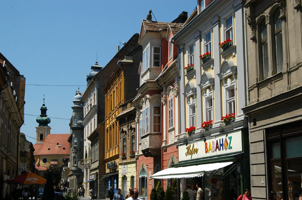 Kazinczy tja, another pedestrian zone in old town Gyr