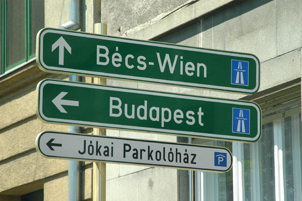 Autobahn signs out of town