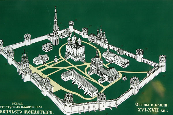 Map of the Novodevichy Convent complex