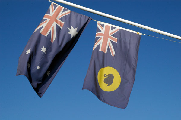 Australian national and Western Australia state flags