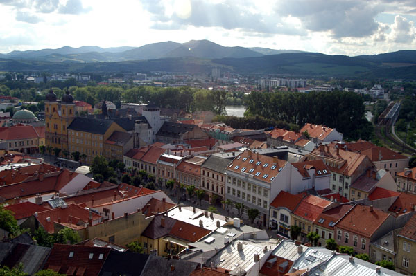 View of Mierové námestie fromTrenčín Castle