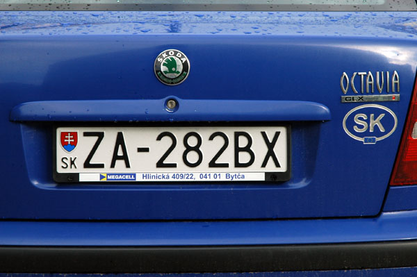 Slovak license plate from Žilina