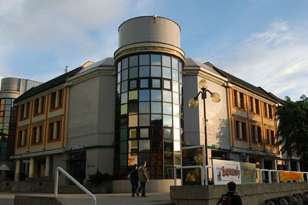 Modern glass building on St. Egidius Square