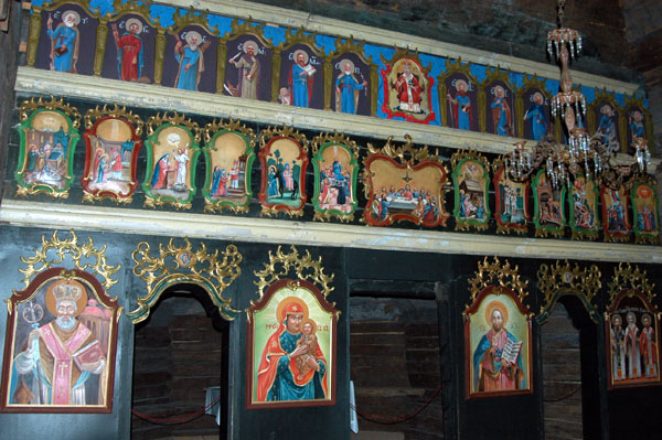 Interior of the old wooden church at the Bardejovské Kúpele Skansen