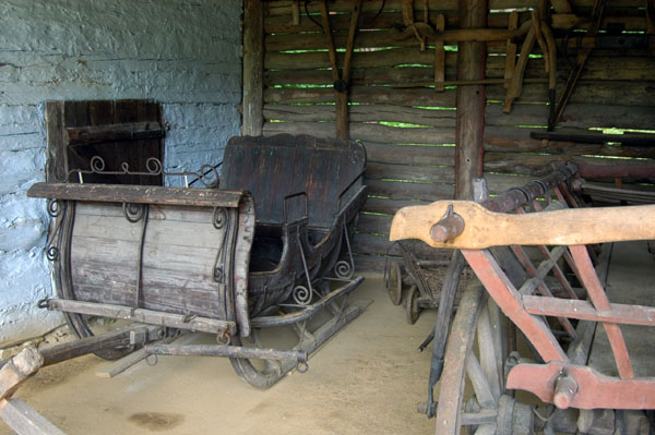 Sleigh in a shed, Bardejovsk Kpele open air museum