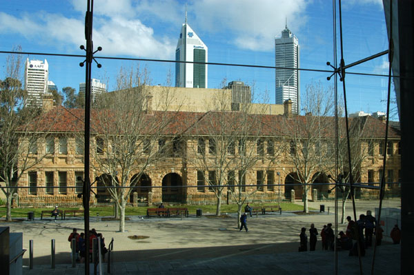 Glass lobby of the Western Australia Library