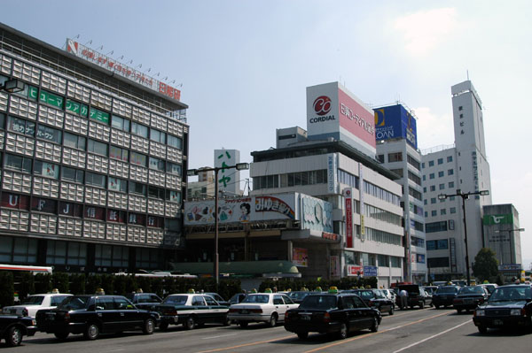 Taxis lined up in front of Himeji Station