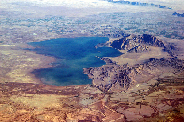 Xiaoxihaizi Shuiku Reservoir near Bachu, Xinjiang Uygur Autonomous Region (3944N/07843W)