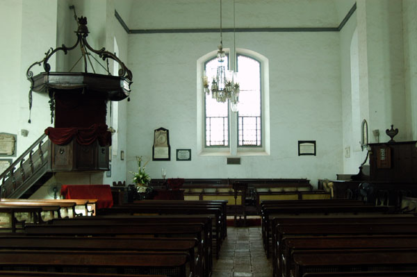 Simple interior of the Wolvendaal Dutch Reformed Church, Colombo