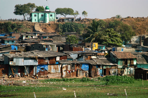 Shanty town next to Bombay Airport