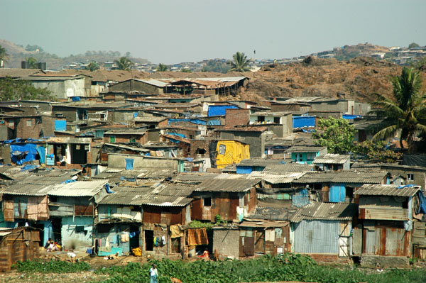 Shanty town next to Bombay Airport
