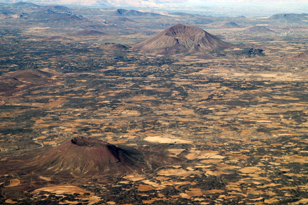Two volcanic cones near Sana'a, Yemen