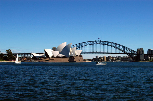 Sydney Opera House and Harbour Bridge from Mrs. Macquaries Point