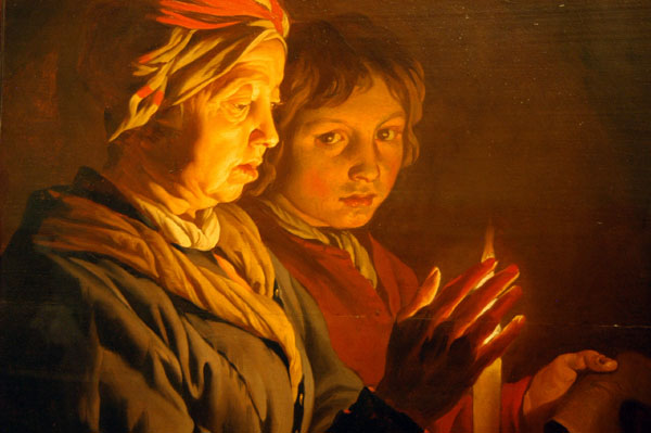 An Old Woman and a Boy by Candlelight, Matthias Stromer (ca1600-1650+)
