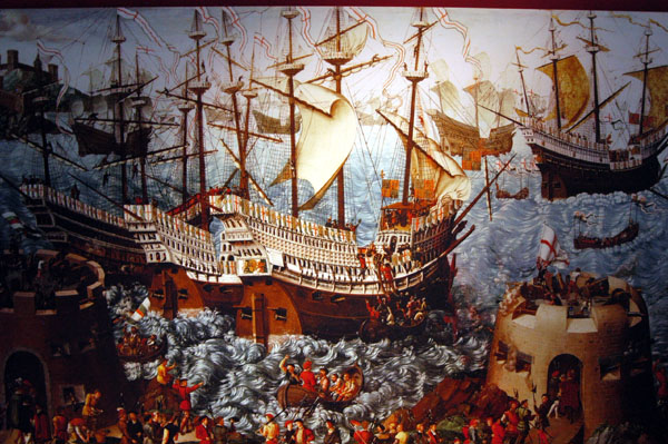 Painting of sailing ships, Tower of London