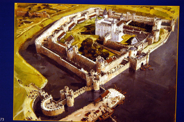 Painting showing an aerial view of the Tower of London