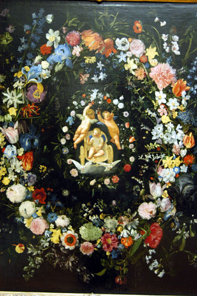The Triomph of Love with a circle of flowers, Daniel Seghers & Domenico Zampieri