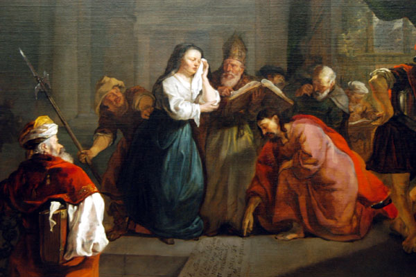 Jesus defending the adultress, 1653, Dutch, Gabriel Metsu (1629-1667)