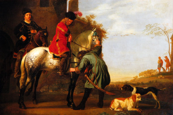 Departing for the promenade by horse, Dutch, Aelbrecht Cuyp (1620-1691)