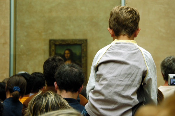 View of the Mona Lisa with annoying crowds