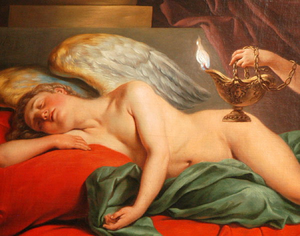 Detail of Eros Sleeping, 1768, Louis Lagrene called L'An (1724-1805)