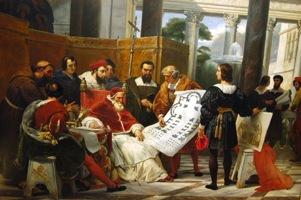 8th Salle, Pope Julius II orders work on the Vatican surrounded by Bramante, Michelangelo and Raphael, 1826, Horace Vernet