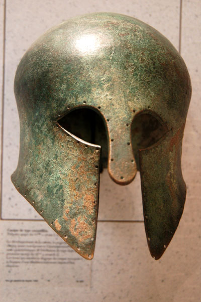 Ancient Greek bronze helmet