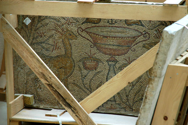 Crated mosaics being prepared for a new exhibit in the Louvre