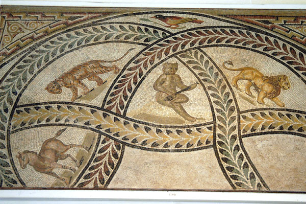 Mosaic fragment with animals in a lattice of garland, 4th C. AD, Sousse, Tunisia