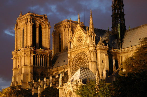 Notre Dame de Paris at night from the Rive Gauche