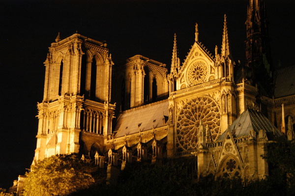 Notre Dame at night from the Rive Gauche