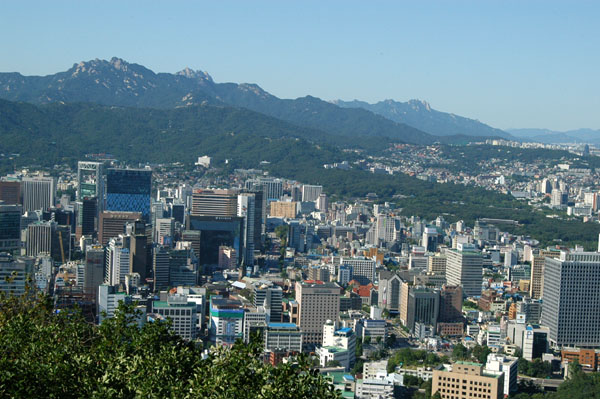 Namsan Park is very wooded and with Seoul Tower closed for renovations viewing areas are limited