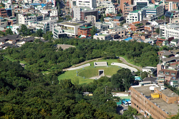 Parkland at the base of Namsan Mountain