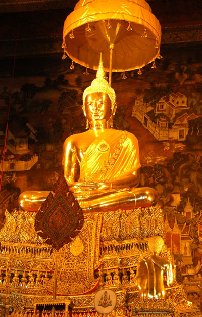 Ubosot with a golden Buddha