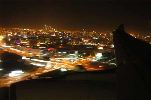 Landing in Dubai at night