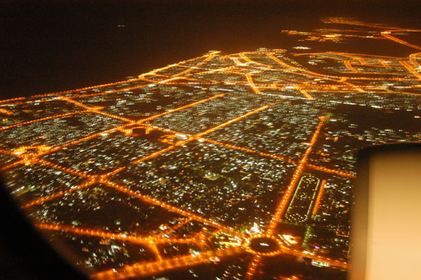 Flying over Sharjah at night