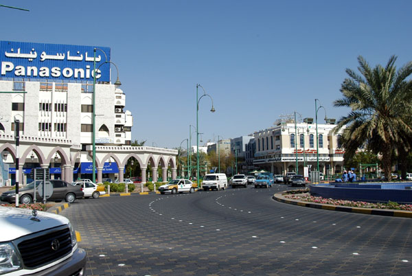 Traffic circle with Panasonic ad