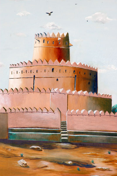 Painting of Jahili Fort's tower