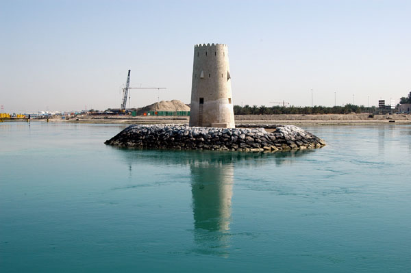 Al Maqtaa Fort, a watch tower in the channel between the mainland and Abu Dhabi island