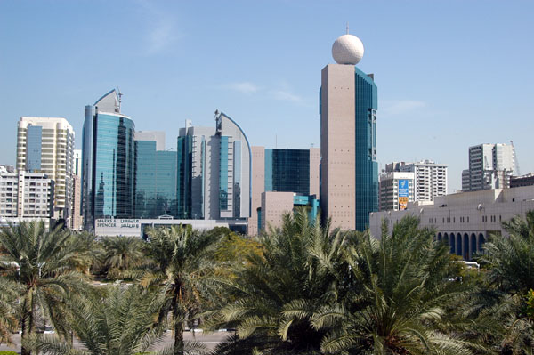 View of the Etisalat HQ from the top of Al Hosn Palace