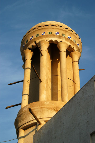 A round windtower, said to be unique in the UAE