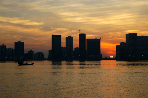 Sunset across Khor Khalid, Sharjah