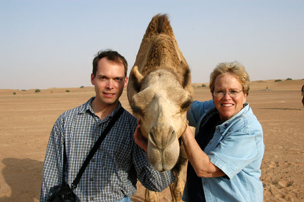 Mom and Roy with a camel